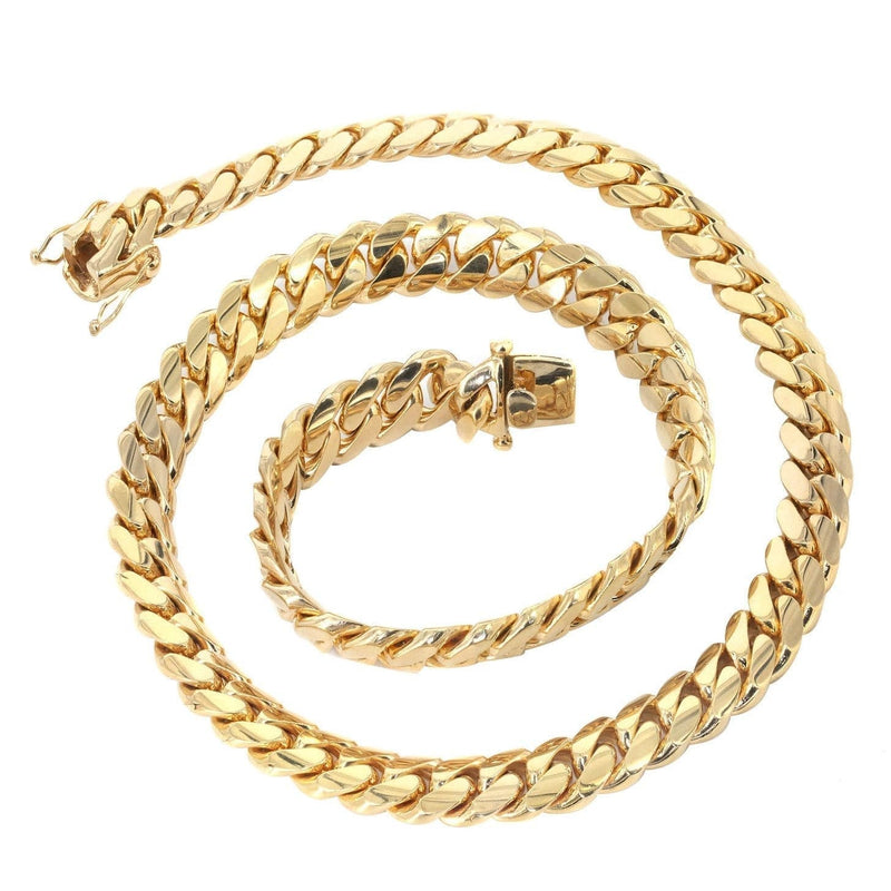 Mens Chain - Solid Miami Cuban Link 10K/14K Gold