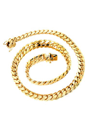 Womens 14K Gold Chain - Solid Miami Cuban Link Chain 14K Gold