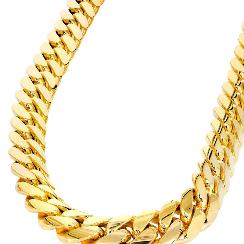 Womens 14K Gold Chain - Solid Miami Cuban Link Chain 14K Gold