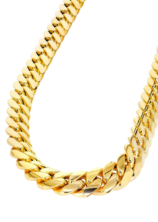 Womens 14K Gold Chain - Solid Miami Cuban Link Chain 14K Gold