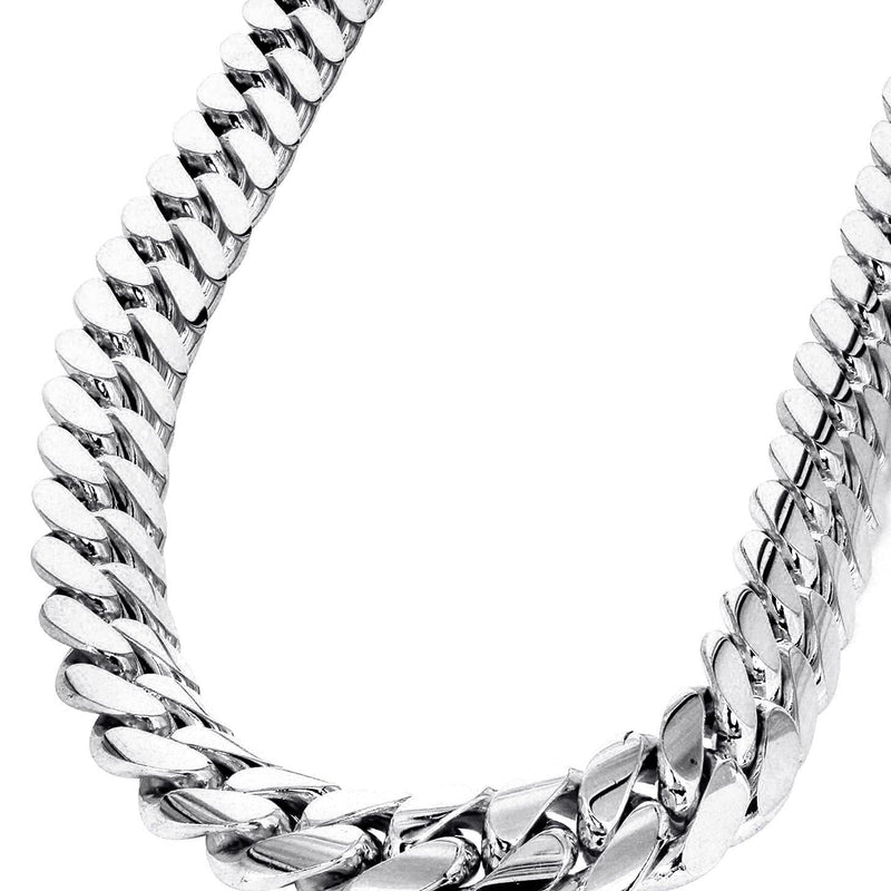 Solid Miami Cuban Link Chain 14K White Gold