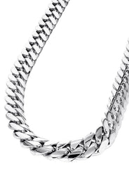 Solid Miami Cuban Link Chain 14K White Gold