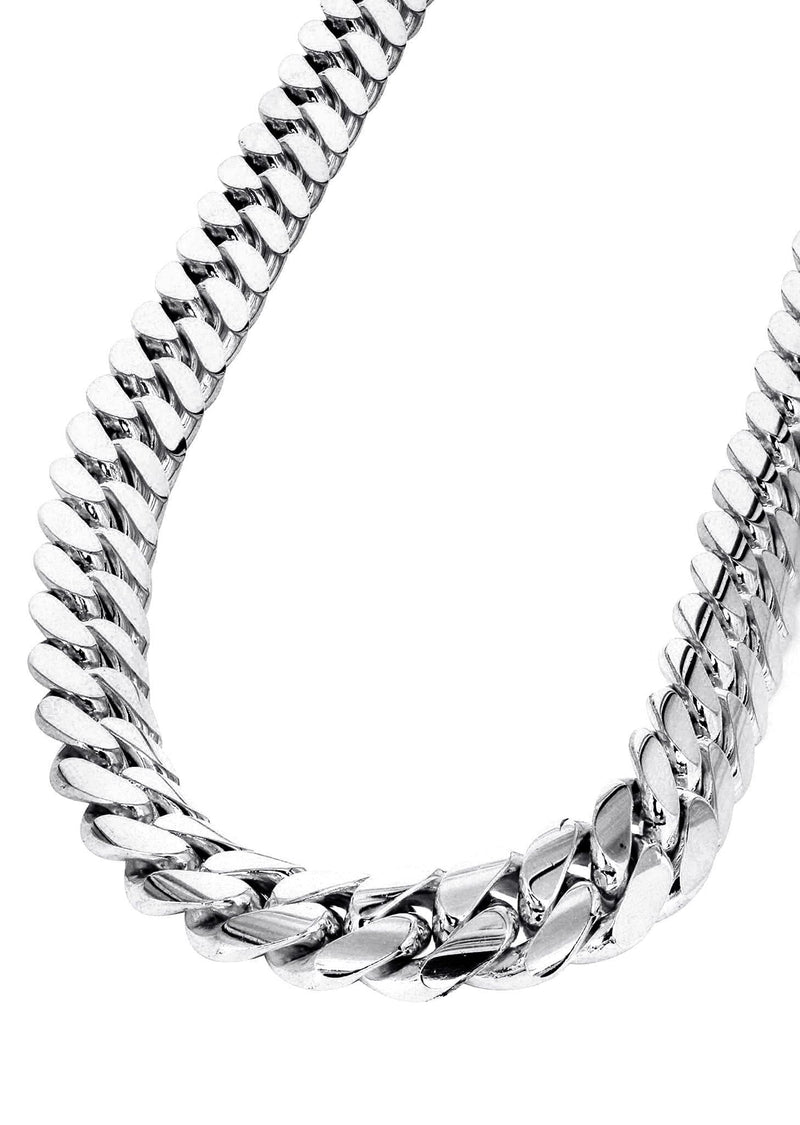 Solid Miami Cuban Link Chain 14K White Gold