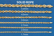 Gold Chain - Womens Solid Rope Chain 10K/14K Gold