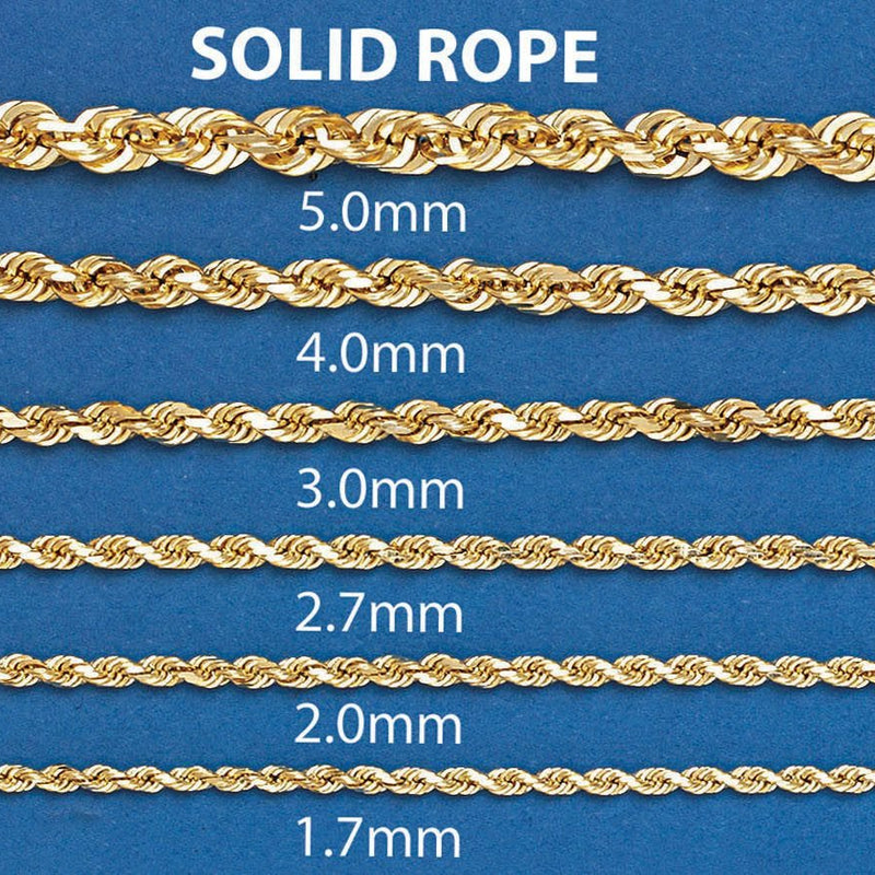 Solid Womens Rope Bracelet 10K Yellow Gold