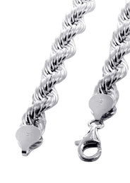 Mens Solid Rope Chain 10K White Gold
