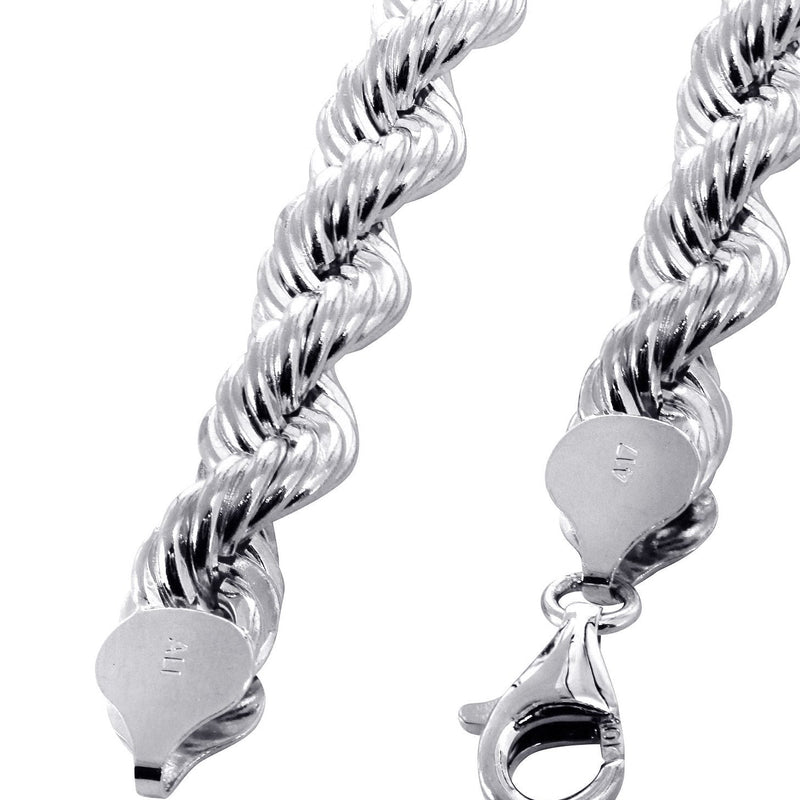 White Gold Chain - Womens Solid Rope Chain 10K Gold