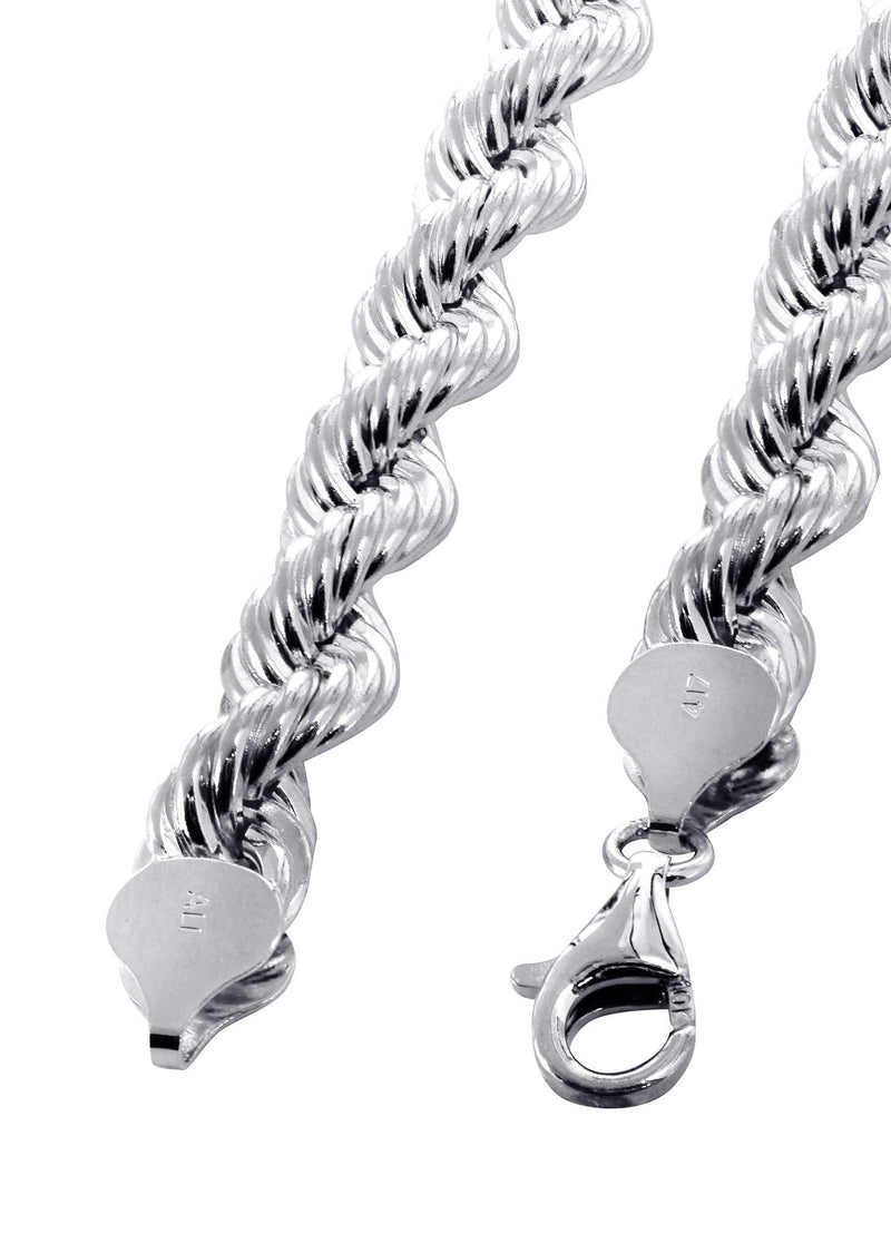 White Gold Chain - Womens Solid Rope Chain 10K Gold