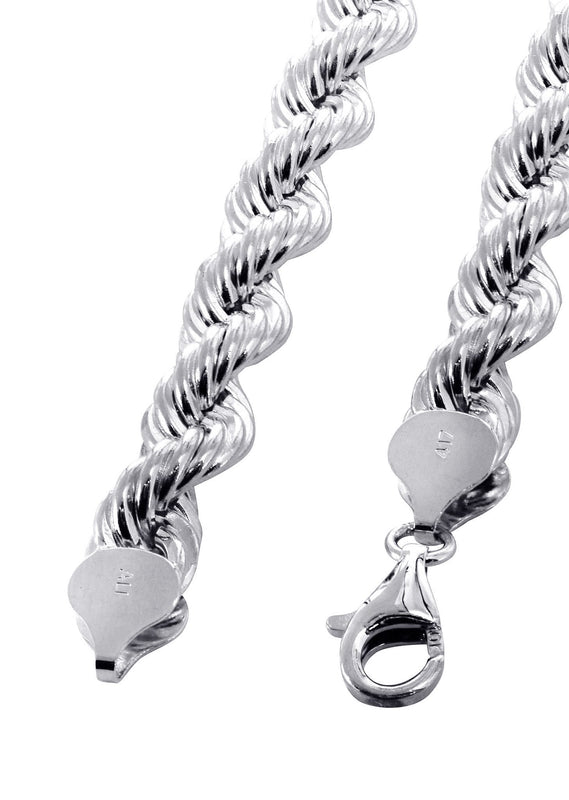 White Gold Chain - Mens Solid Rope Chain 10K/14K Gold