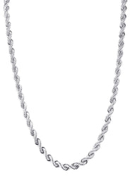 Mens Solid Rope Chain 10K White Gold