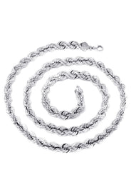 Mens Solid Rope Chain 10K White Gold