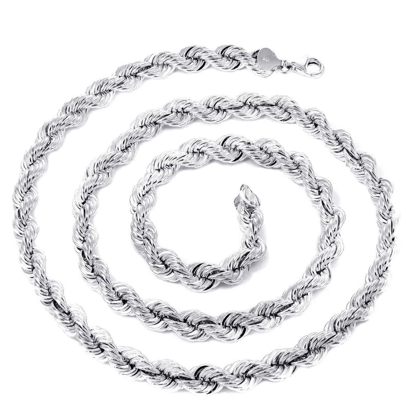 White Gold Chain - Womens Solid Rope Chain 10K Gold