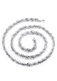 White Gold Chain - Mens Solid Rope Chain 10K/14K Gold