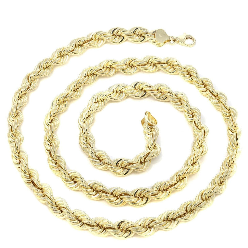 Gold Chain - Mens Solid Rope Chain 10K/14K Gold
