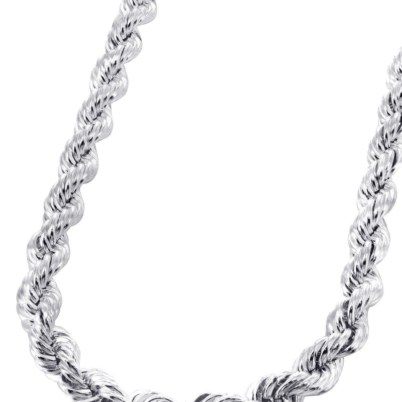 White Gold Chain - Womens Solid Rope Chain 10K/14K Gold