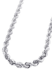 White Gold Chain - Womens Solid Rope Chain 10K/14K Gold