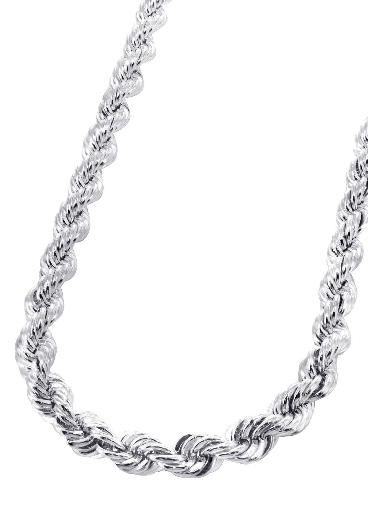 White Gold Chain - Womens Solid Rope Chain 10K Gold