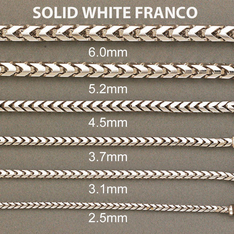 White Gold Chain - Mens Solid Franco Chain 10K/14K White Gold