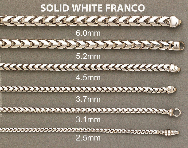 Womens 14K White Gold Chain - Solid Franco Chain