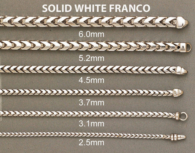 Gold Chain - Womens Solid Franco Chain 10K/14K White Gold