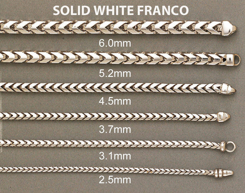 Solid Mens Franco Bracelet 10K White Gold