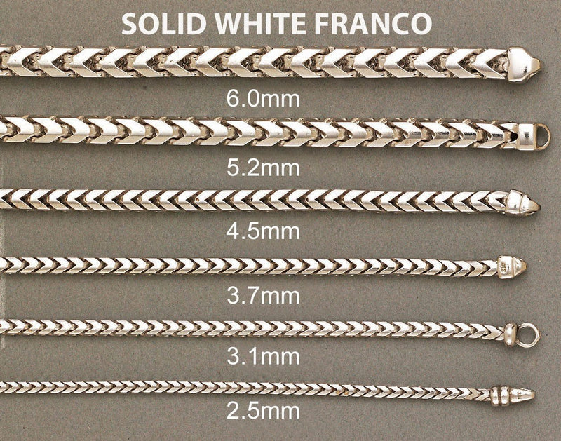 Solid Womens Franco Bracelet 10K White Gold