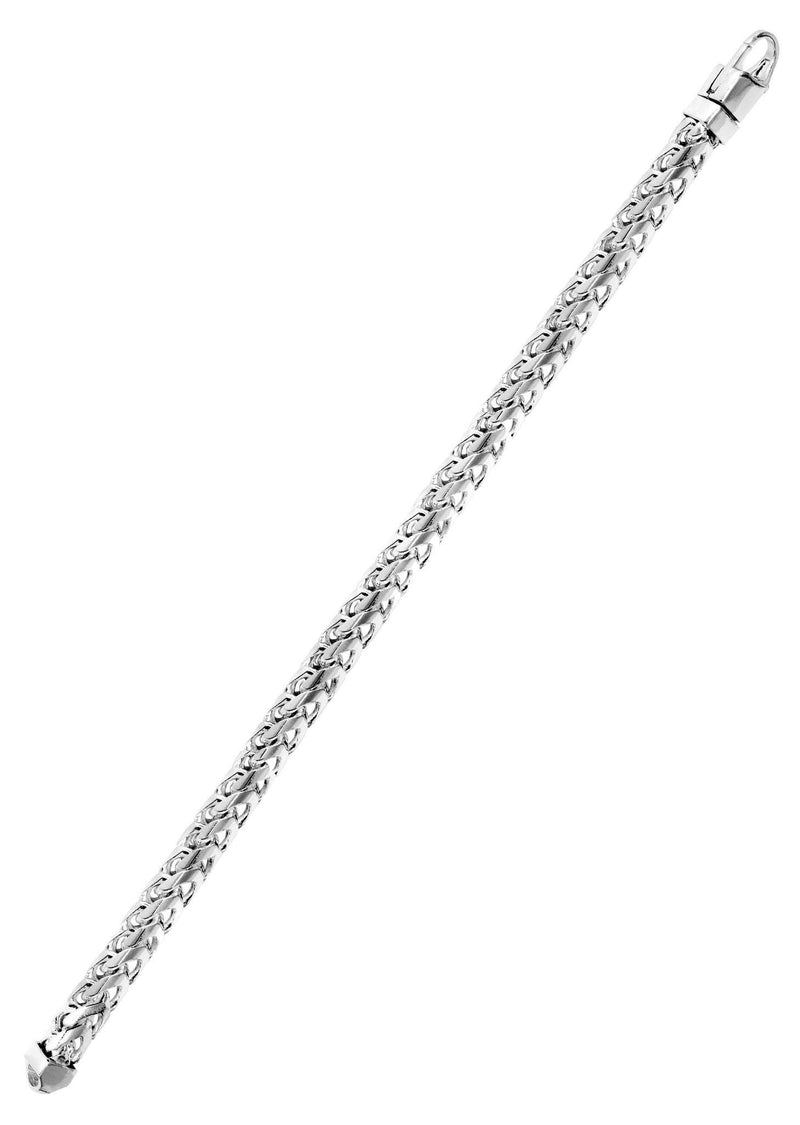 Solid Mens Franco Bracelet 10K White Gold