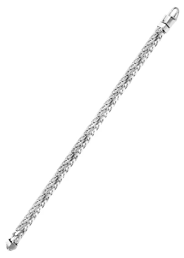 Solid Mens Franco Bracelet 10K/14K - White Gold