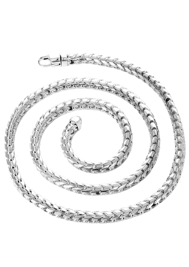 Mens Solid Franco Chain 10K White Gold