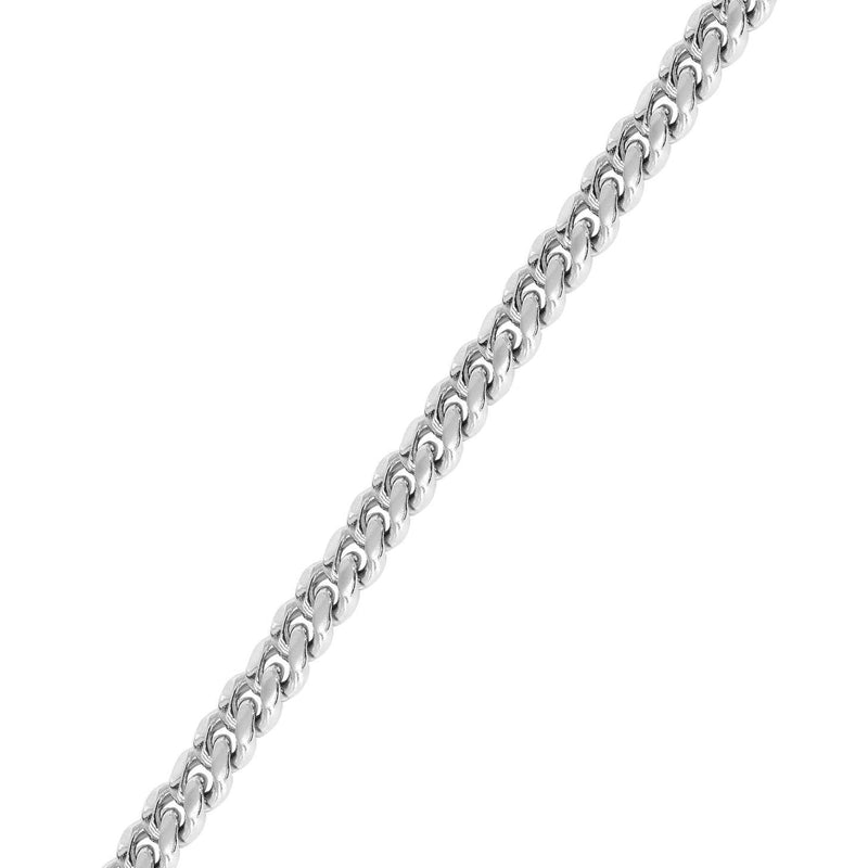 Solid Mens Miami Cuban Link Bracelet 10K/14K White Gold