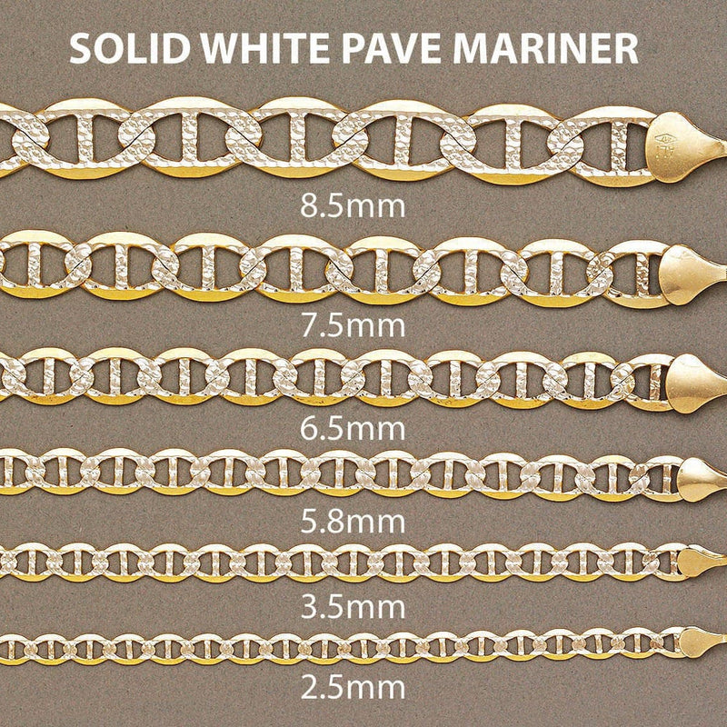 Solid Diamond Cut Mariner Chain 14K Gold
