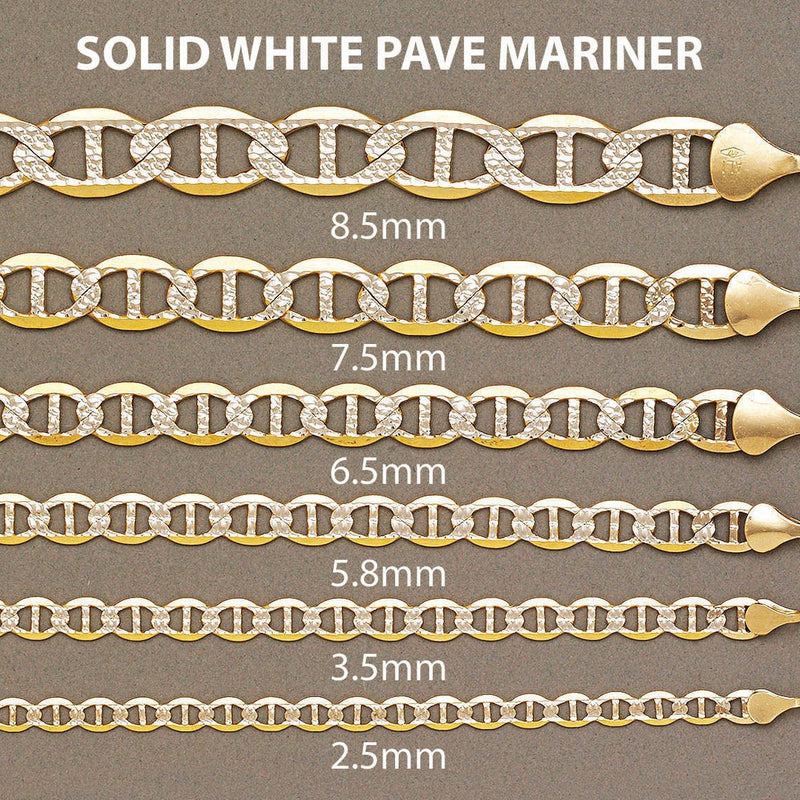Womens 14K Gold Chain - Solid Diamond Cut Mariner Chain