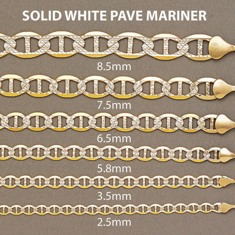 Solid Mens Diamond Cut Mariner Bracelet 10K/14K Yellow Gold