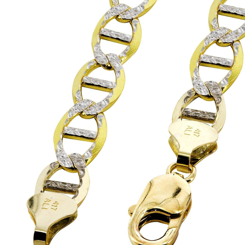Solid Mens Diamond Cut Mariner Bracelet 10K/14K Yellow Gold