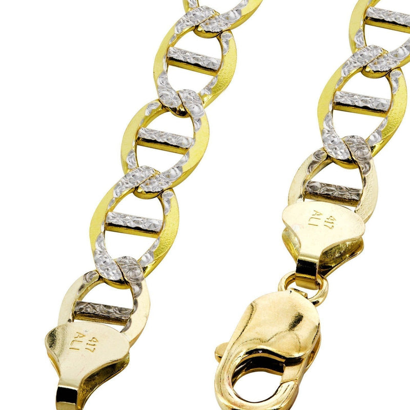 Solid Womens Diamond Cut Mariner Bracelet 10K/14K Yellow Gold