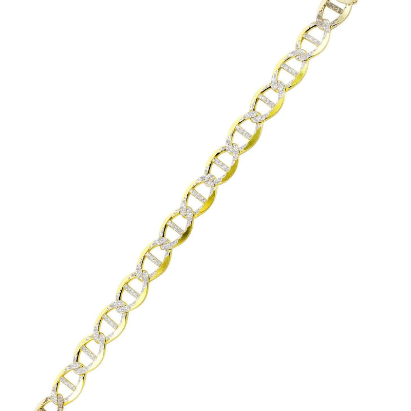 Solid Womens Diamond Cut Mariner Bracelet 10K/14K Yellow Gold
