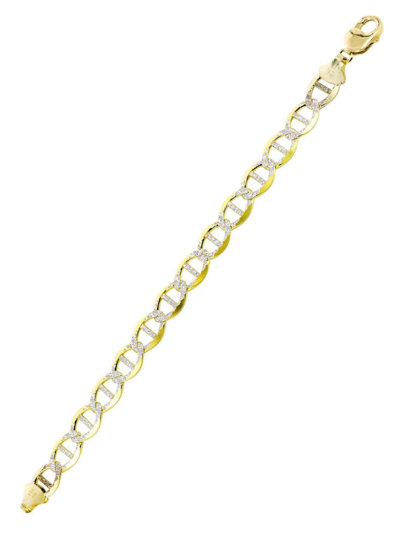Solid Womens Diamond Cut Mariner Bracelet 10K/14K Yellow Gold