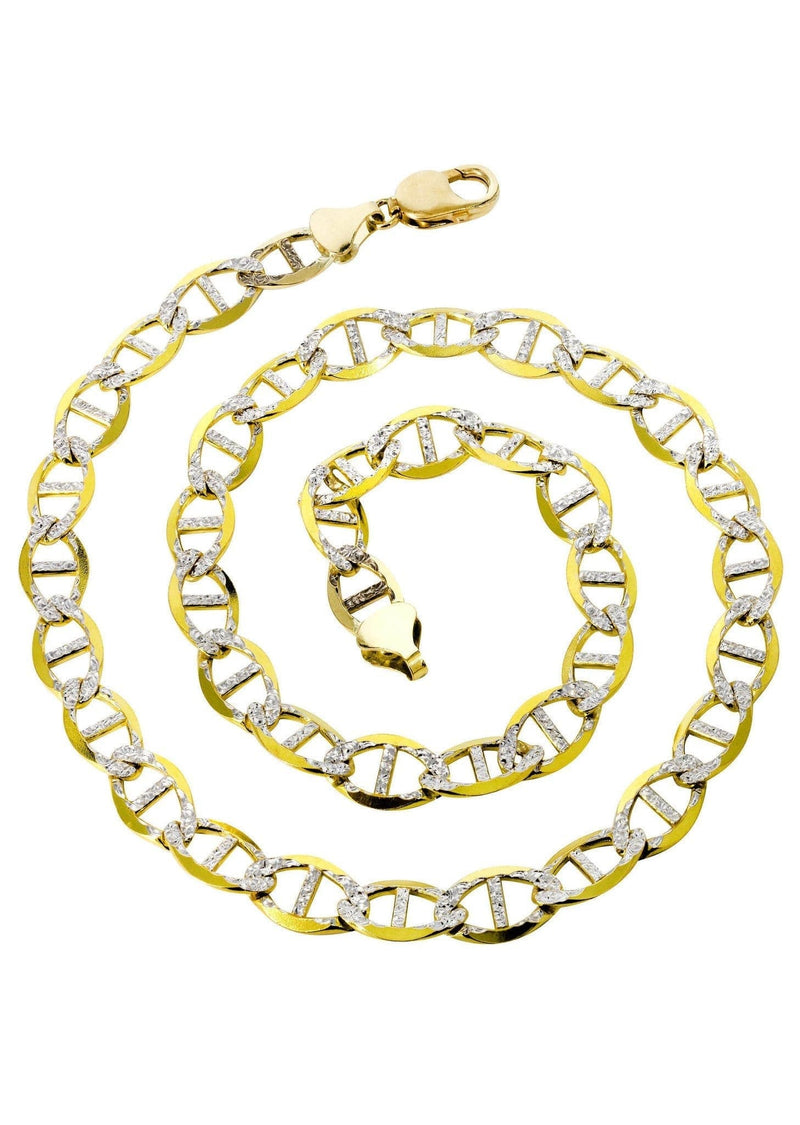 Gold Chain - Mens Diamond Cut Mariner Chain 10K/14K Gold