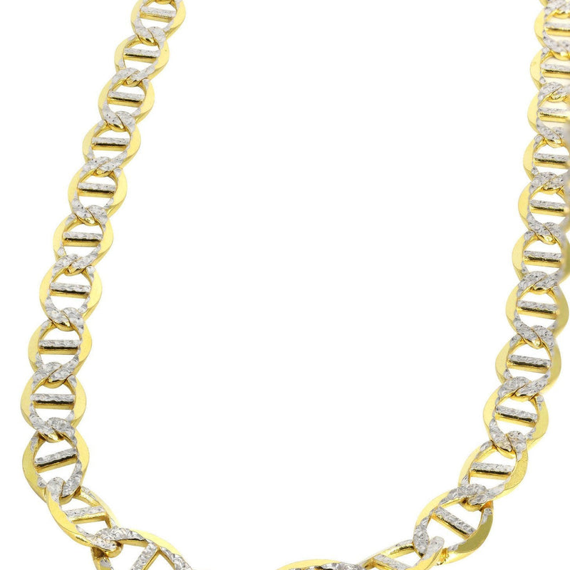 Womens 14K Gold Chain - Solid Diamond Cut Mariner Chain