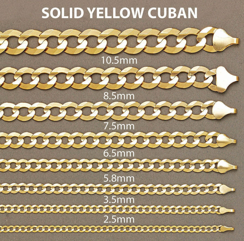 Womens 14K Gold Chain - Solid Cuban Link Chain