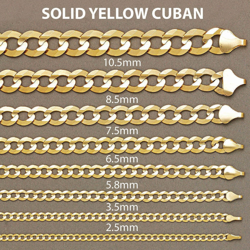 Solid Cuban Curb Link Chain 14K Gold