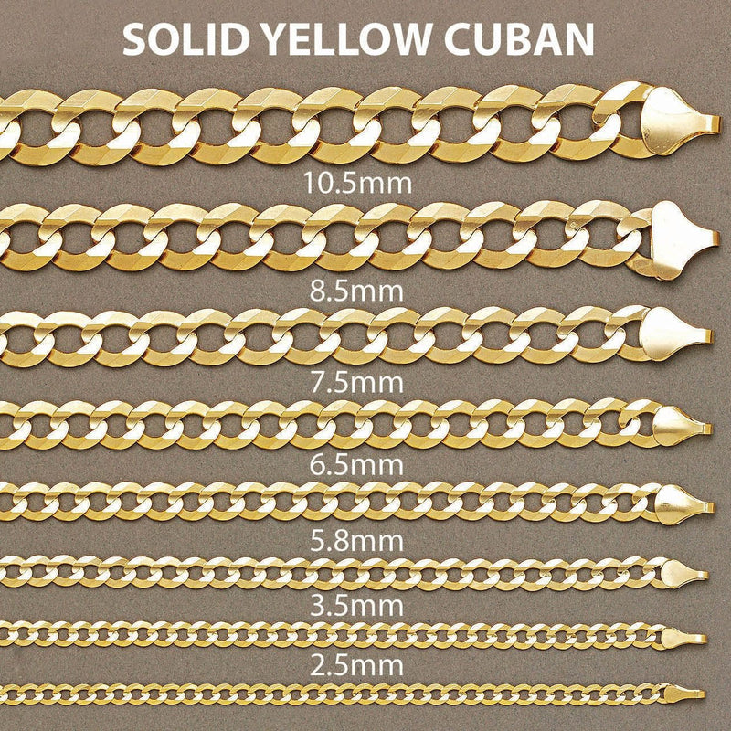 Solid Womens Cuban Link Bracelet 10K/14K Yellow Gold