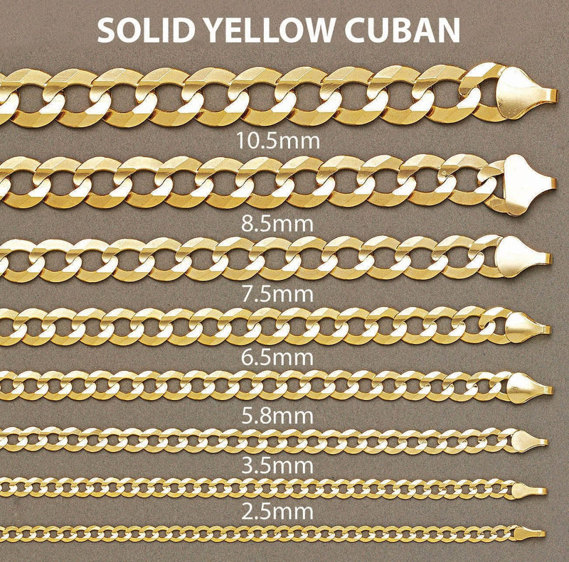Solid Womens Cuban Link Bracelet 10K/14K Yellow Gold