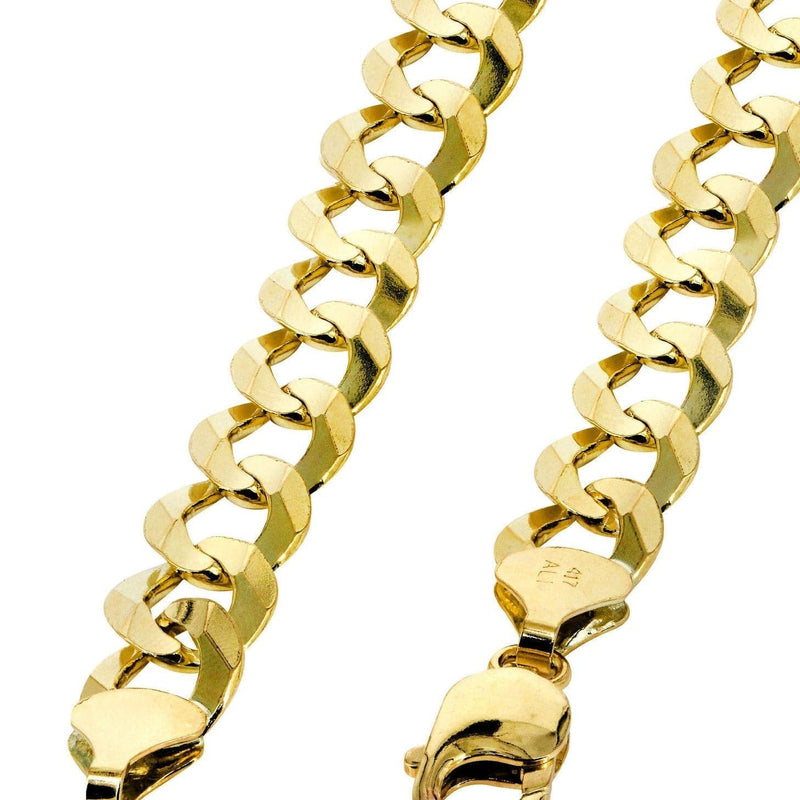 Mens Gold Chain - Solid Cuban Curb Link 10K/14K Gold