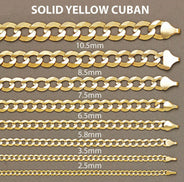 Solid Mens Cuban Curb Link Bracelet 10K/14K Yellow Gold