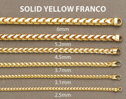 14K Gold Bracelet Solid Franco