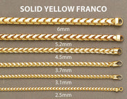 Solid Mens Franco Bracelet 10K Yellow Gold
