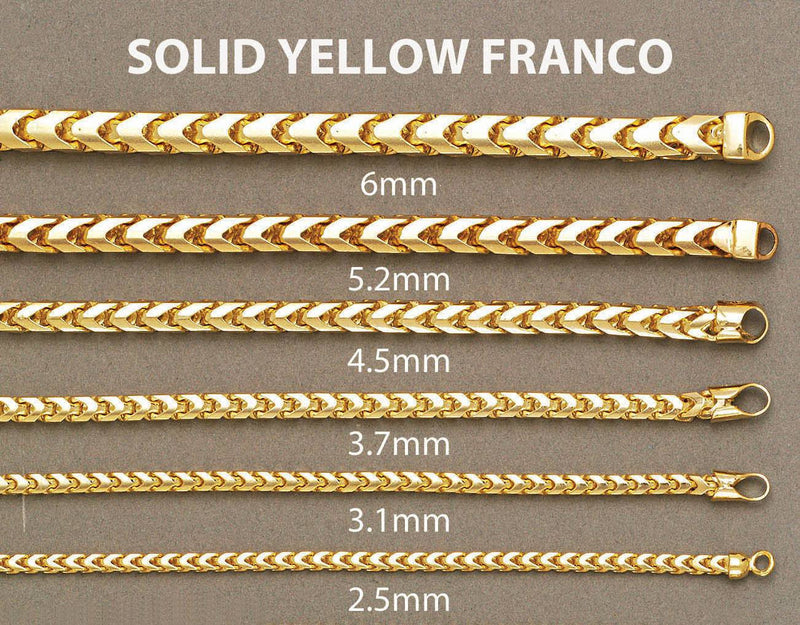 Solid Mens Franco Bracelet 10K Yellow Gold