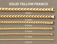 Solid Mens Franco Bracelet 10K/14K Yellow Gold