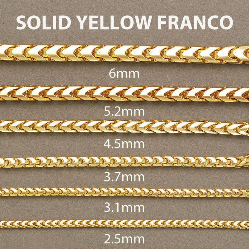 14K Gold Chain - Womens Solid Franco Chain